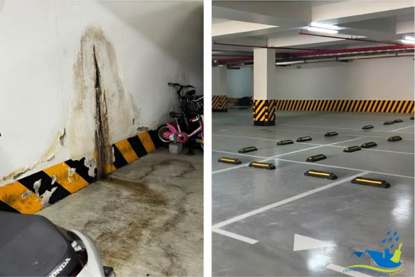 Trước và sau khi chống thấm vách tầng hầm