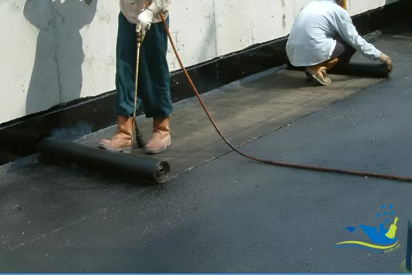 chống thấm sân thượng nhà máy quận 9 tphcm bằng màng khò bituseal