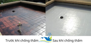 trước và sau khi áp dụng quy trình chống thấm san thượng