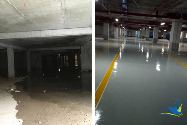 Trước và sau khi chống thấm tầng hầm tại Bình Thạnh TPHCM