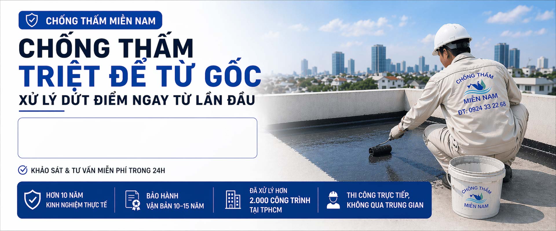 dịch vụ chống thấm TPHCM uy tín, thi công chống thấm sân thượng, tường, nhà vệ sinh chuyên nghiệp